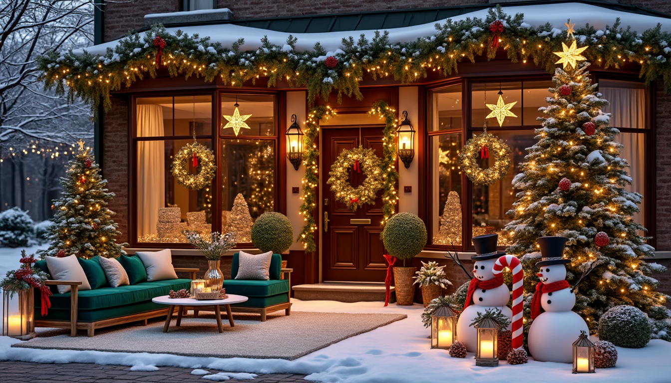 Décoration de Noël extérieur pour professionnel : penser façade, hall et jardin ensemble